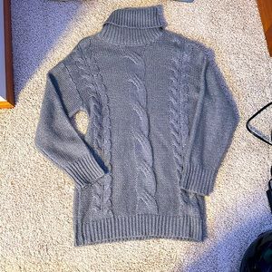 GREY SWEATER TURTLENECK DRESS